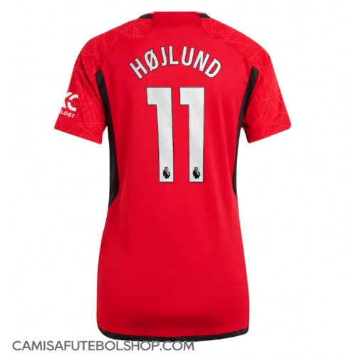 Camisa de time de futebol Manchester United Rasmus Hojlund #11 Replicas 1º Equipamento Feminina 2023-24 Manga Curta